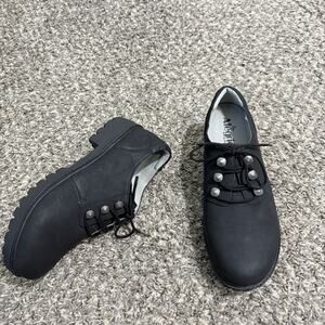 Alegria 41 US 10.5-11 Resa Vegan Leather Platform Lug Loafer Shoes Black Oxford